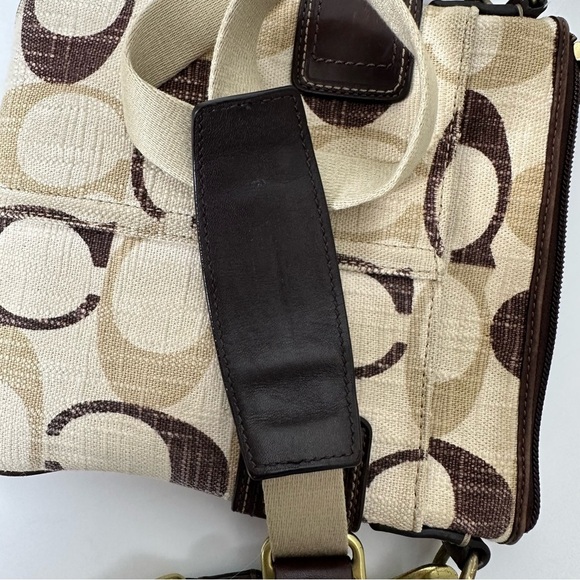 Coach Signature Crossbody Swingpack Cream/Tan/Brown Handbag 41464 - Picture 14 of 16